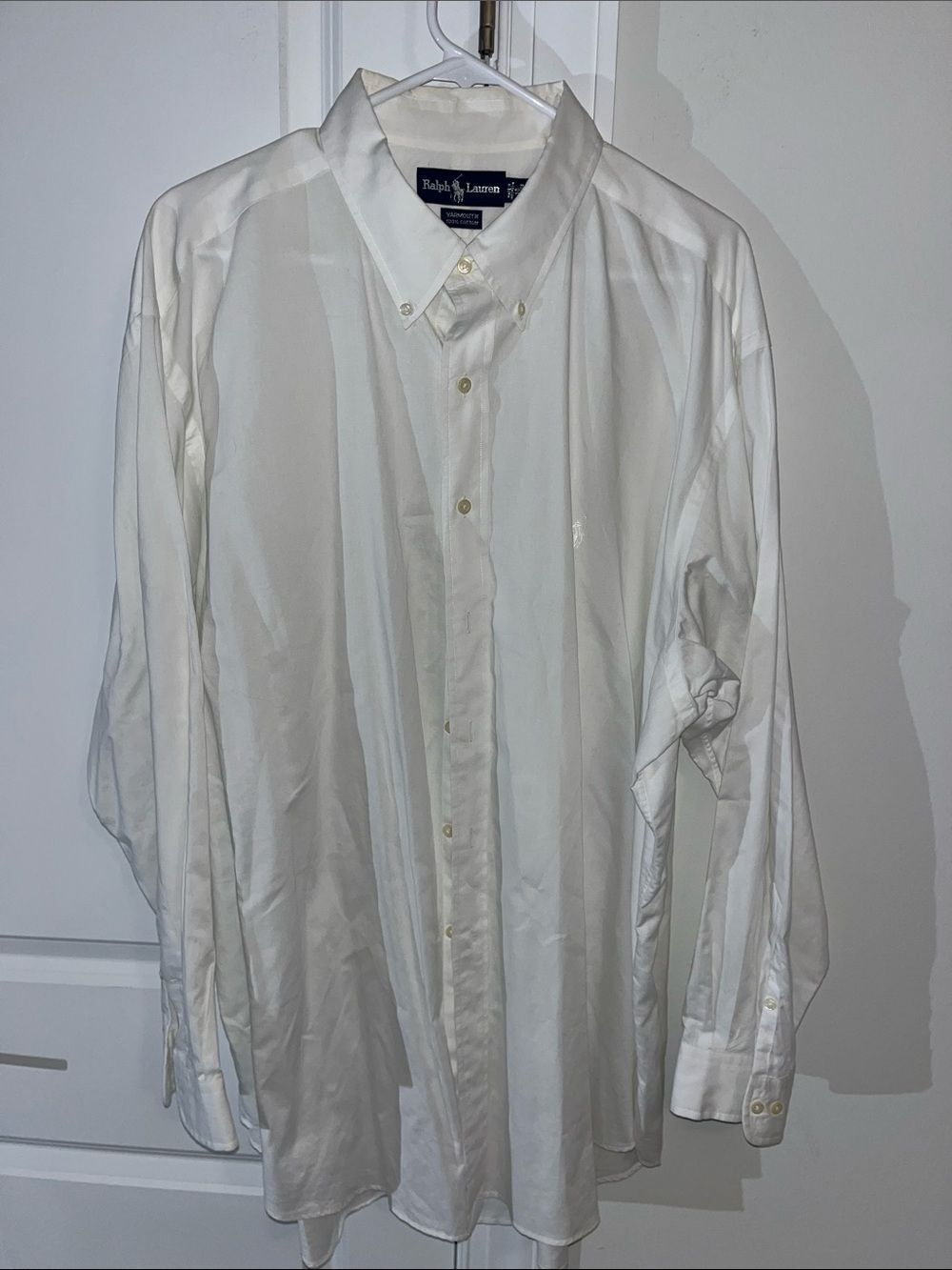Polo by Ralph Lauren White Embossed Pony White on White Cotton Shirt 18 x 34/35
